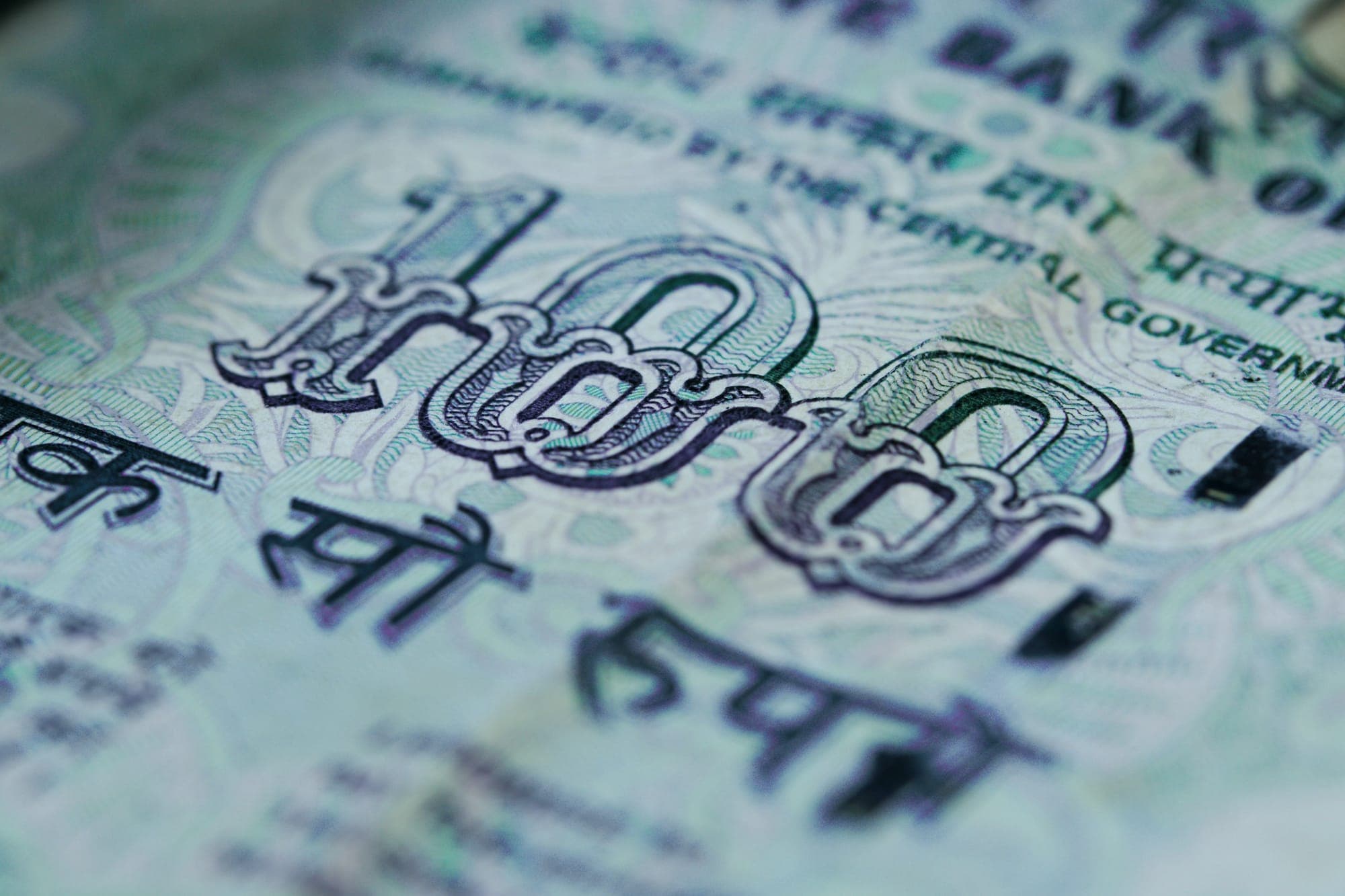 Close-up of an Indian hundred rupee note